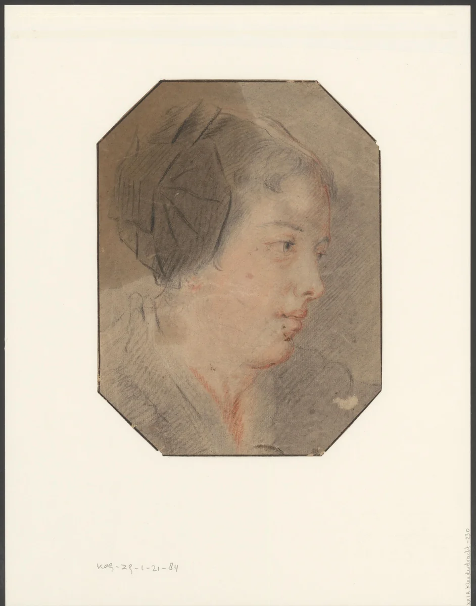Portret van een onbekende vrouw by anonymous, drawing, 1700-1799