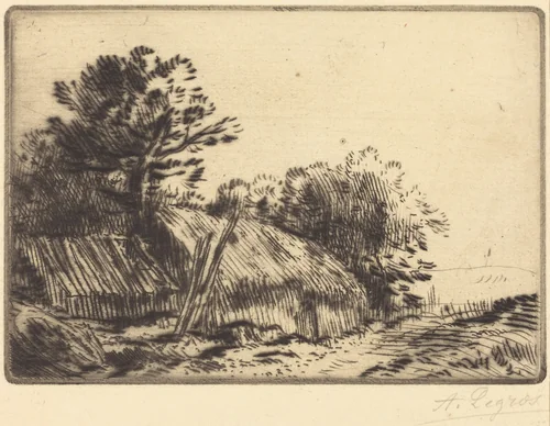 Rustic Scene (Scene rustique) by Alphonse Legros, print, 1837-1911