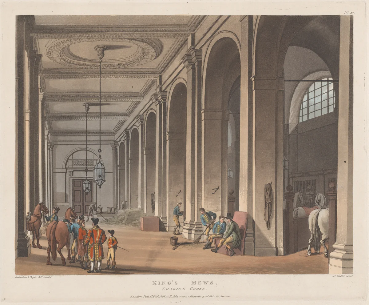 King's Mews, Charing Cross by Thomas Rowlandson, print, 1808