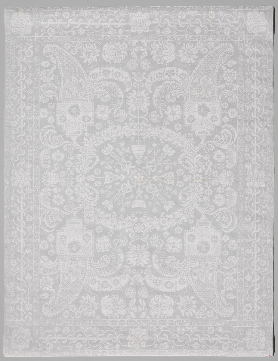Servet met gestileerd patroon van een krans en 'boteh's' by anonymous, other, 1700-1725