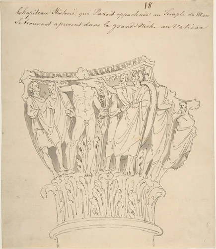 Drawing of Capital from the Vatican by anonymous, drawing, 1700-1799