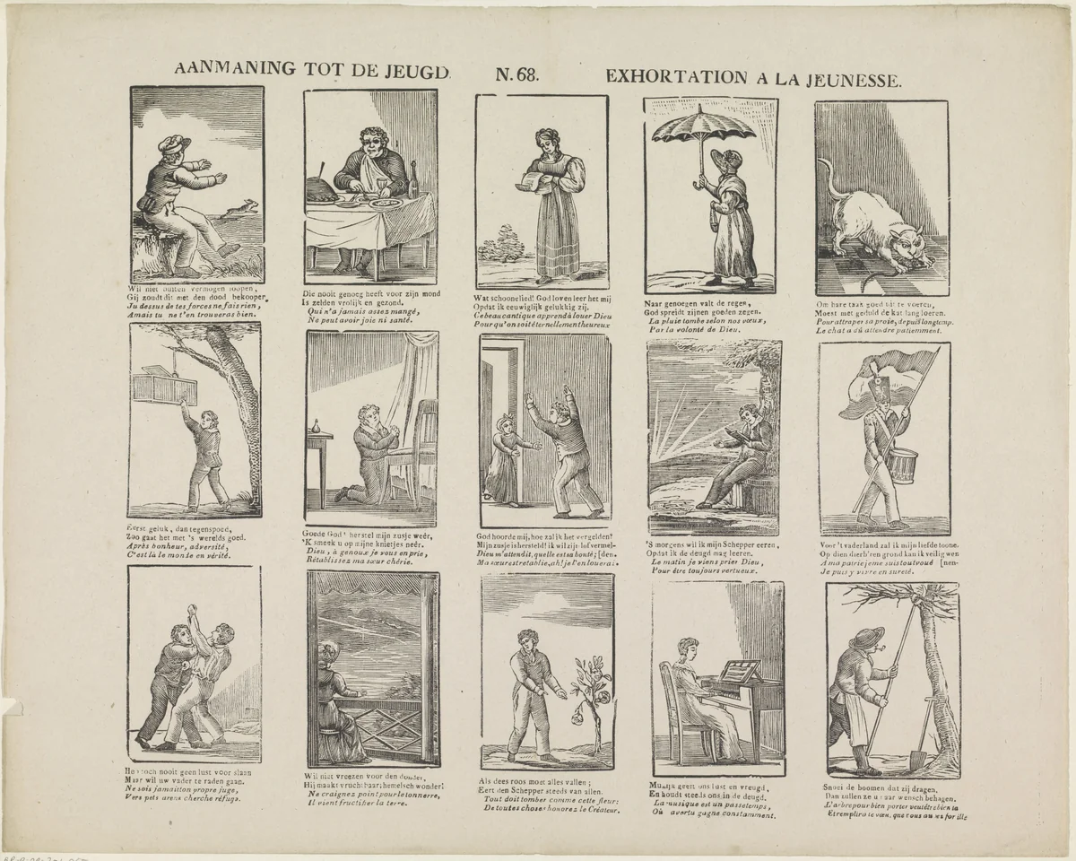 Aanmaning tot de jeugd / Exhoration a la jeunesse by Philippus Jacobus Brepols, print, 1800-1833