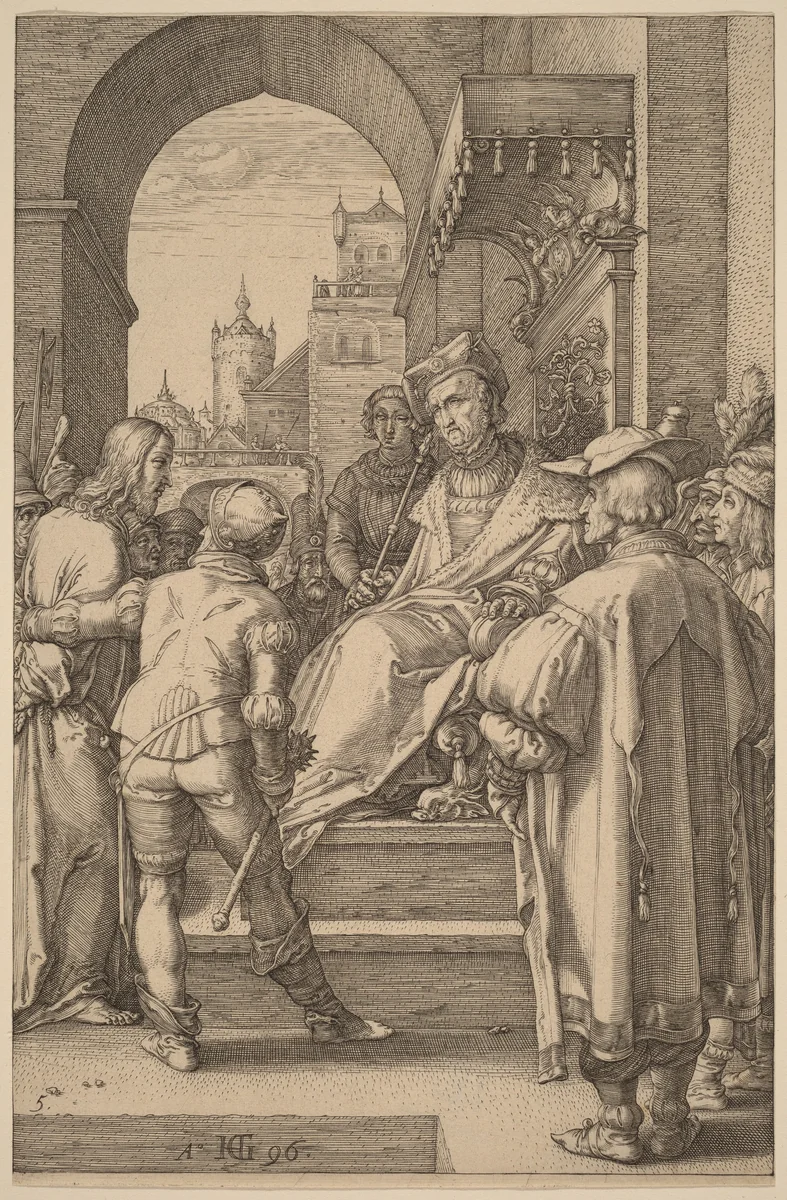 Christ before Pilate by Hendrick Goltzius, print, 1596
