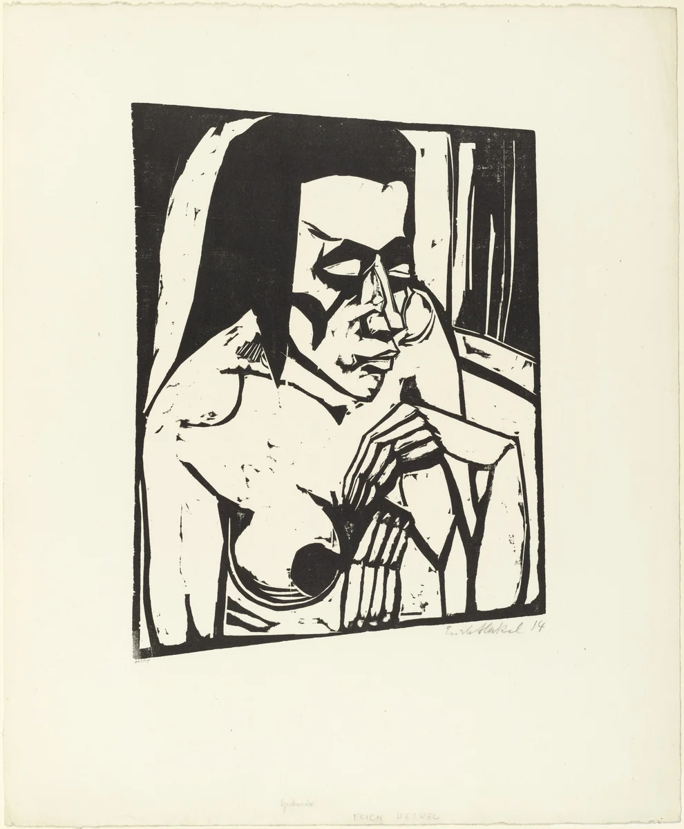 Crouching Woman (Hockende) from the portfolio Eleven Woodcuts (Elf Holzschnitte) by Erich Heckel, print, 1913