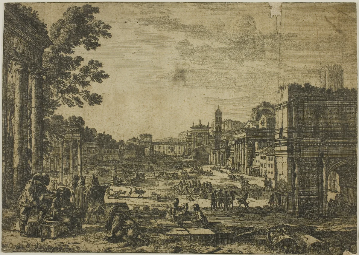 The Roman Forum by Claude Lorrain, print, 1636