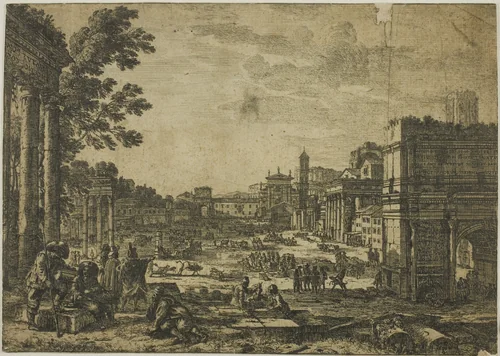 The Roman Forum by Claude Lorrain, print, 1636