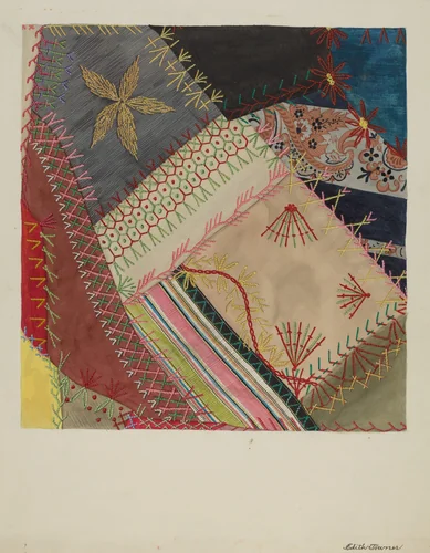 Crazy Quilt (Detail) by Edith Towner, index of american design, 1940