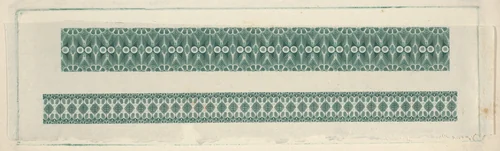 Banknote motifs: two bands of lathe work ornament by Cyrus Durand, print, 1819-1847