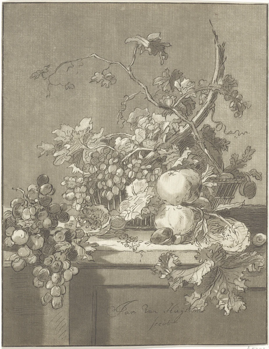 Mand met vruchten by Bernhard Schreuder, print, 1767-1780