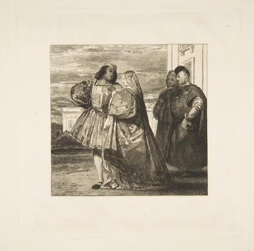 Promenade vénitienne (Venetian Promenade) by Félix Bracquemond, print, 1863