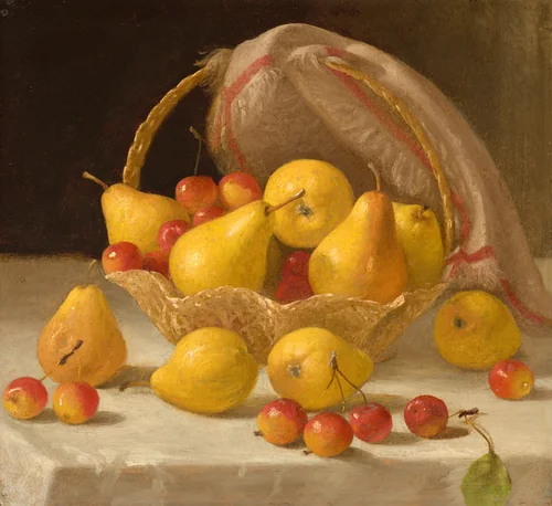 Basket of Pears and Crabapples by John F. Francis, painting, 1808-1886