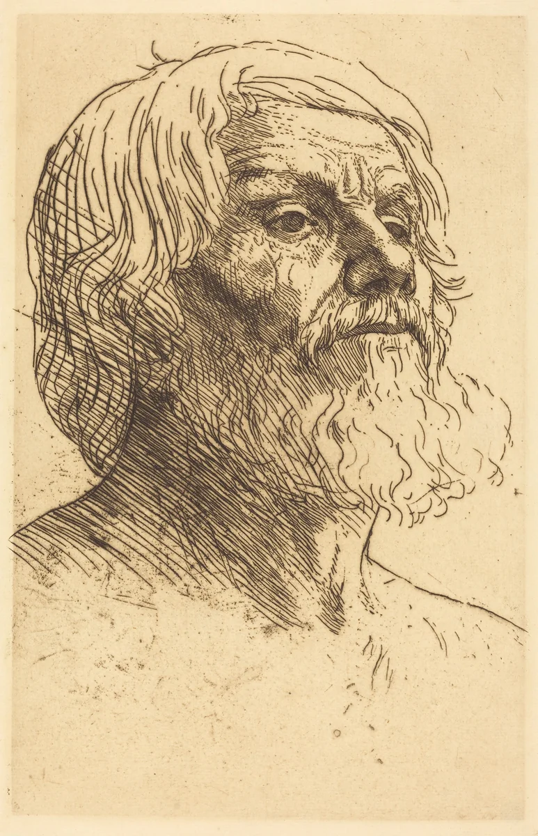 Head of a Man (Tete d'homme) by Alphonse Legros, print, 1837-1911