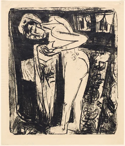 Standing Nude in a Room by Ernst Ludwig Kirchner, print, 1921