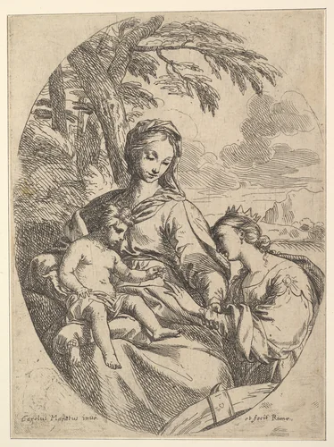 The Marriage of St. Catherine by Carlo Maratti, print, 1625-1713