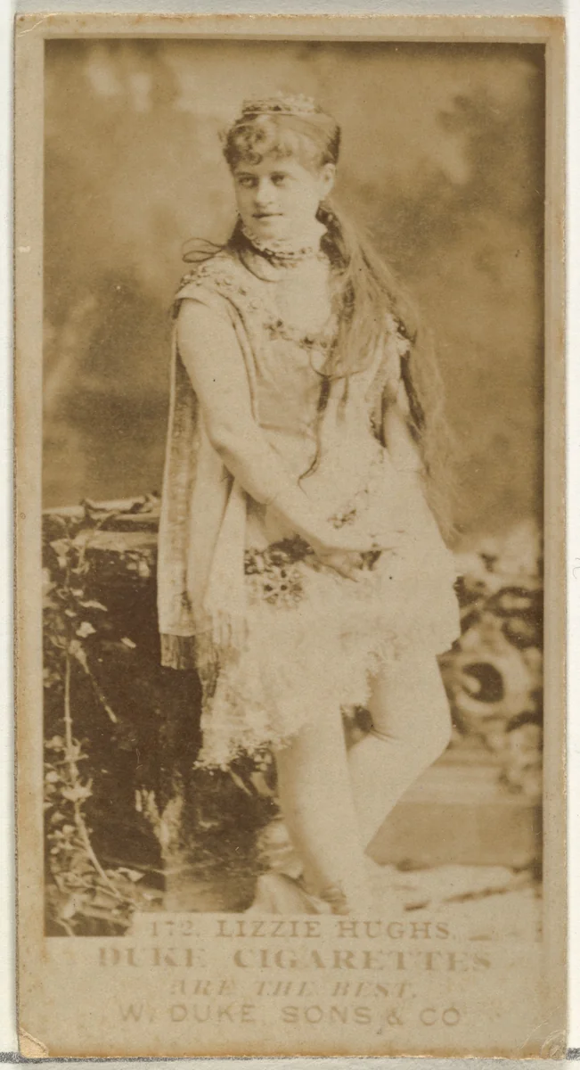 Card Number 172, Lizzie Hughs, from the Actors and Actresses series (N145-7) issued by Duke Sons & Co. to promote Duke Cigarettes by W. Duke, Sons & Co., photograph, 1880-1889