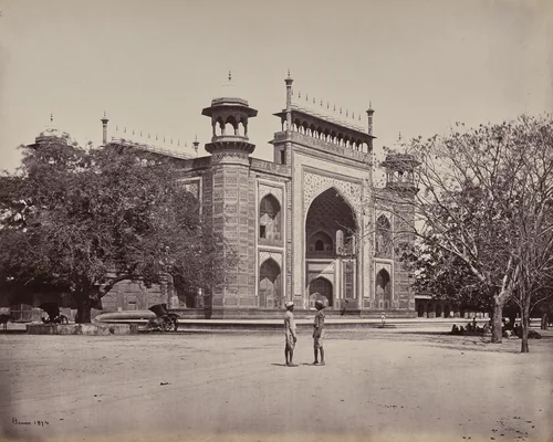 Agra. The Gateway of the Gardens Surrounding the Taj by Samuel Bourne, photograph, 1863-1870