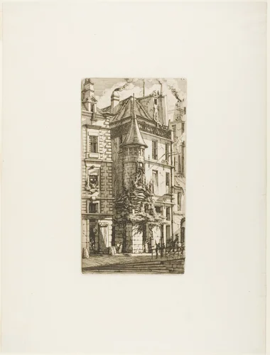 House with a Turret, rue de la Tixéranderie by Charles Meryon, print, 1852