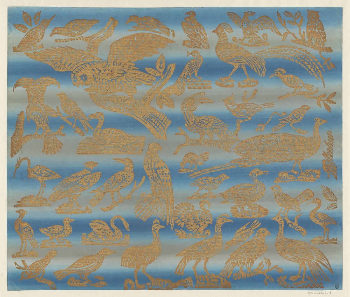 Blad met verschillende vogels by Dessauerschen Buntpapierfabrik, other, 1850-1920