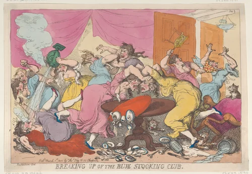 Breaking Up of the Blue Stocking Club by Thomas Rowlandson, print, 1815