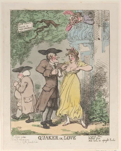 Quaker in Love by Thomas Rowlandson, print, 1815