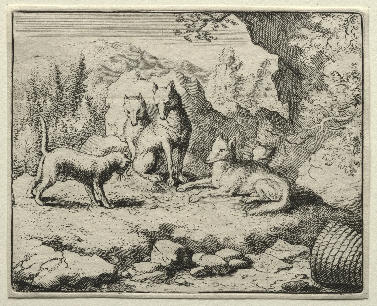 Reynard the Fox: The Cat Calls Reynard to Court by Allart van Everdingen, print, 1650-1675