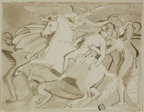 Angel Placing Wreath on Head of Dying Soldier by Thomas Stothard, drawing, 1775-1834