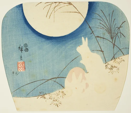 Rabbits in moonlight by Utagawa Hiroshige (歌川広重), print, 1844-1857