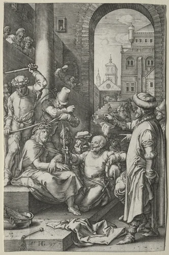 The Passion: The Crowning with Thorns by Hendrick Goltzius, print, 1592-1602