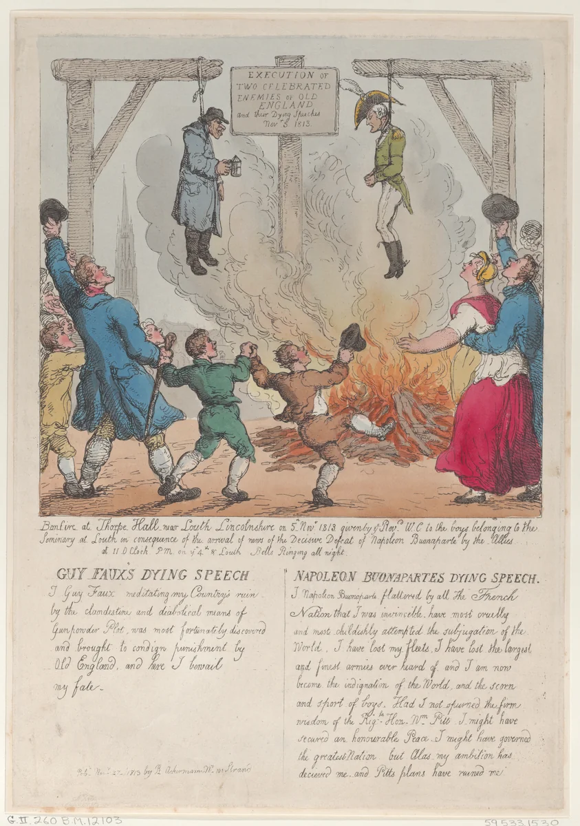 Execution of Two Celebrated Enemies of Old England by Thomas Rowlandson, print, 1813