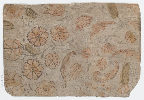 Sheet with floral and dot pattern by anonymous, print, 1700-1800