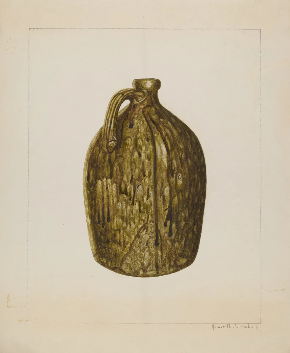 Stoneware Jug by Annie B. Johnston, index of american design, 1938