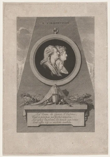 Louis XVI, Marie-Antoinette, and the Dauphin by Augustin de Saint-Aubin, print, 1775-1825