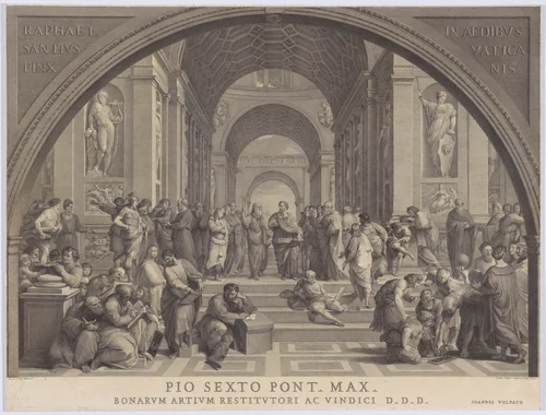 The School of Athens, after the fresco by Raphael in the Stanza della Segnatura by Giovanni Volpato, print, 1776-1786