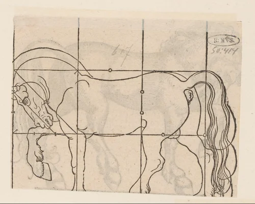 Model voor een paard met raster by anonymous, print, 1565