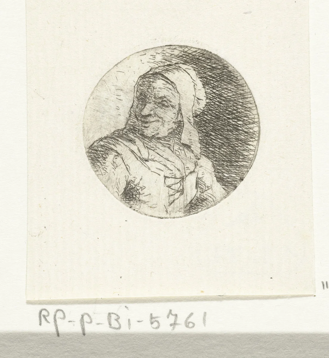 Buste van een onbekende vrouw by Christina Chalon, print, 1758-1808