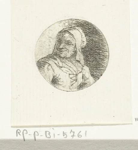 Buste van een onbekende vrouw by Christina Chalon, print, 1758-1808