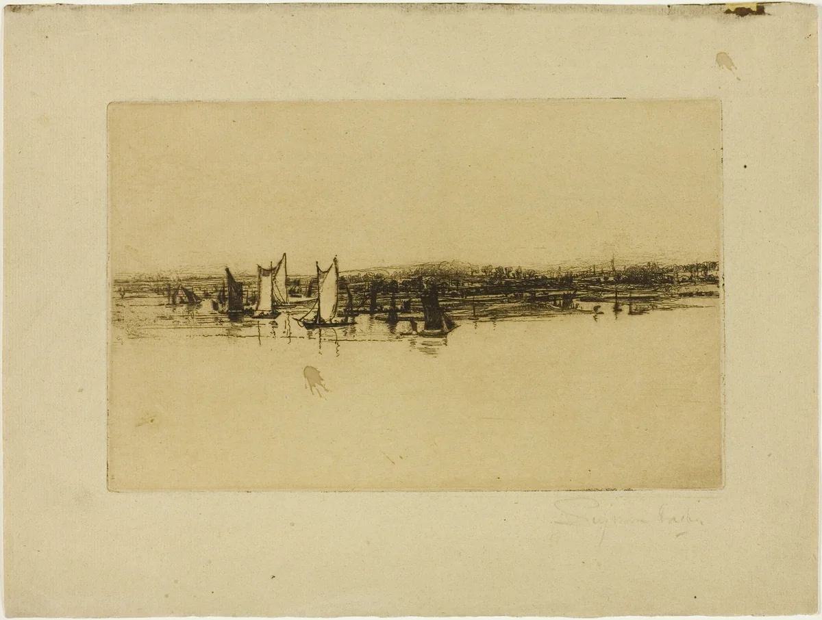 Opposite The Inn, Purfleet by Francis Seymour-Haden, print, 1864-1874