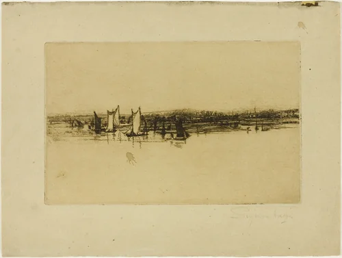 Opposite The Inn, Purfleet by Francis Seymour-Haden, print, 1864-1874