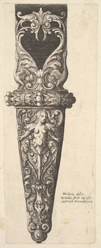 Lower portion of a scabbard by Wenceslaus Hollar, print, 1645