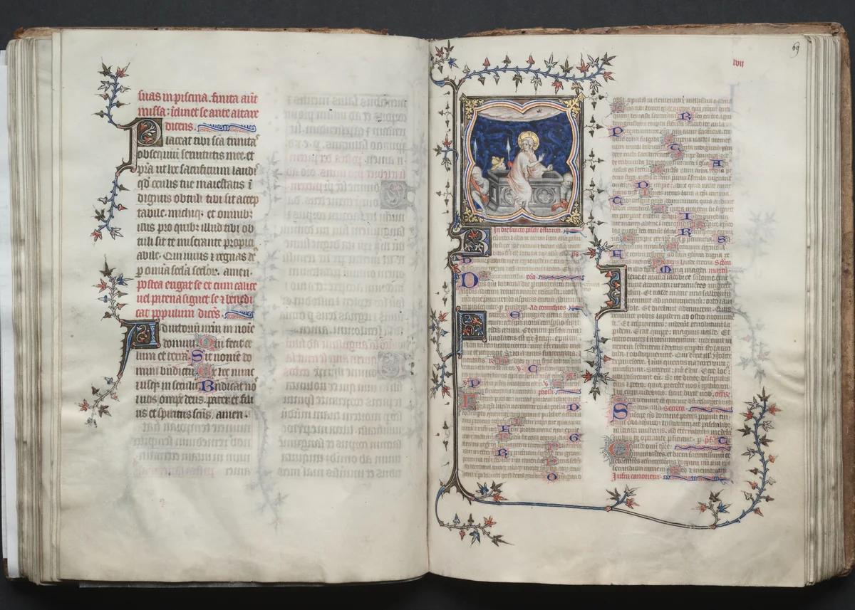 The Gotha Missal: Fol. 69r, The Resurrection by Master of the Boqueteaux, book, 1370-1380