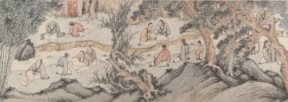 Gathering at the Orchid Pavilion by Qian Gu, painting, 1560