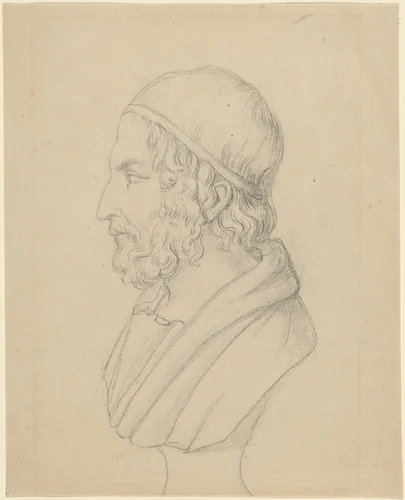 Classical Portrait Bust of a Bearded Man by John Flaxman, drawing, 1755-1826