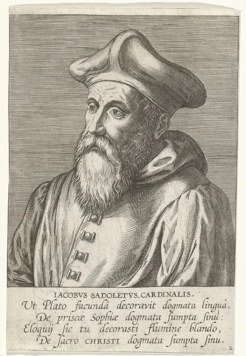 Portret van Jacopo Sadoleto by Philips Galle, print, 1587-1595
