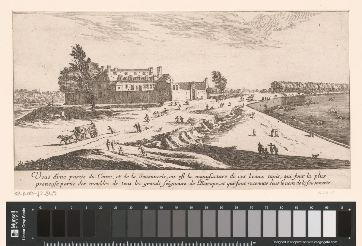 Gezicht op een deel van de Manufacture de la Savonnerie by Israël Silvestre, print, 1650