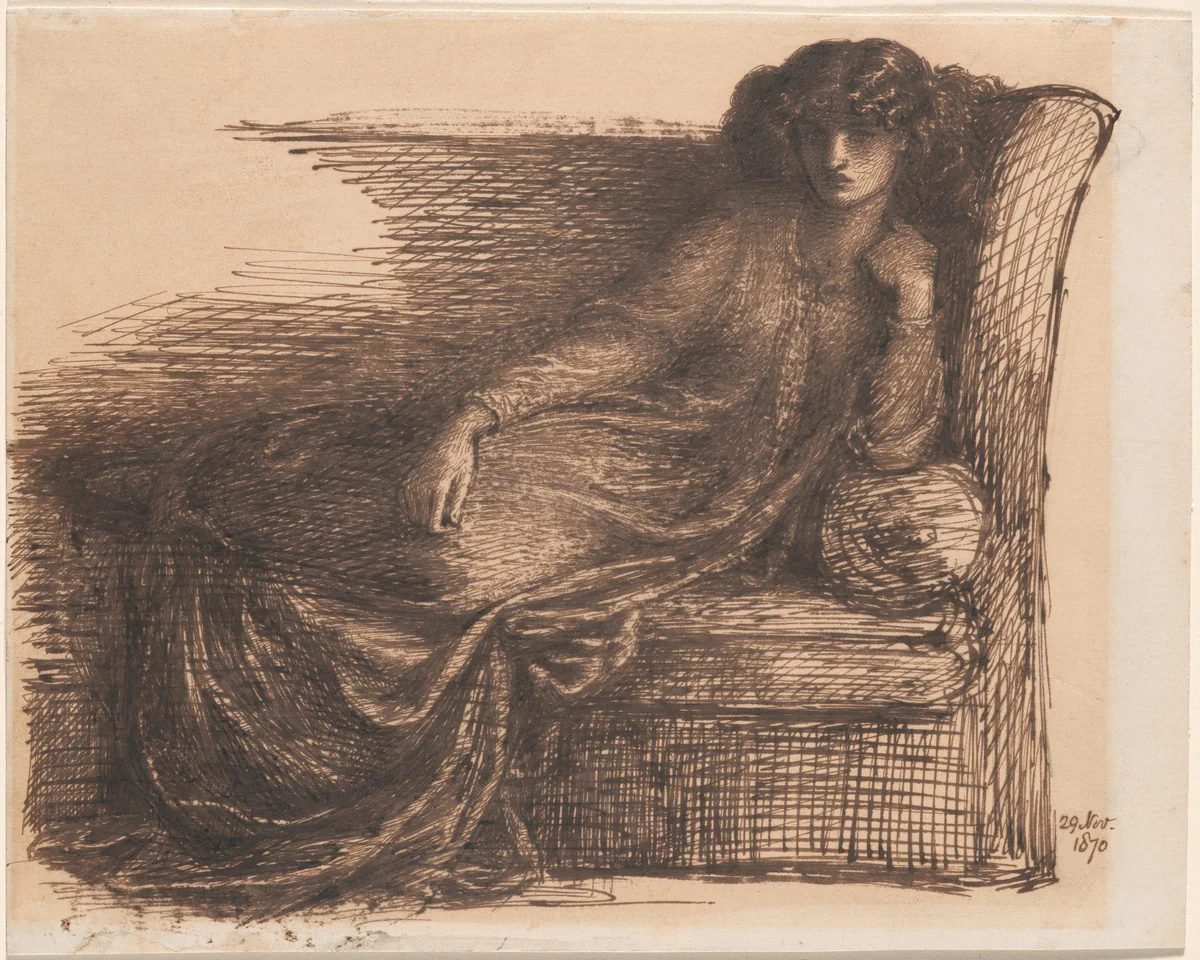 Jane Morris by Dante Gabriel Rossetti, drawing, 1870
