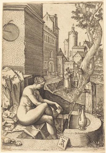 Susanna Surprised by the Two Elders by Heinrich Aldegrever, print, 1555