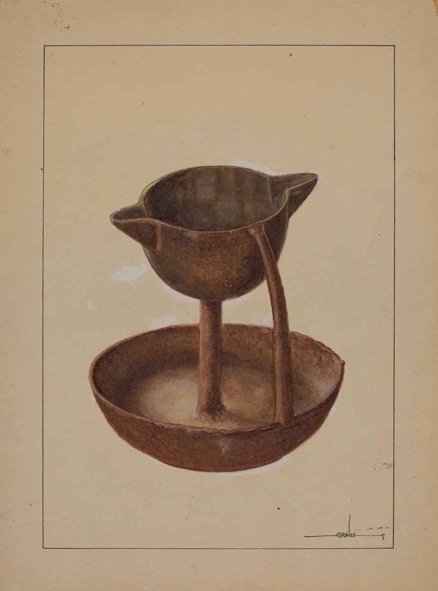 Iron Grease Lamp by James Drake, index of american design, 1937