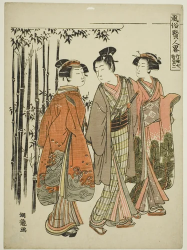 Seven Sages of the Bamboo Grove - No. 2 (Chikurin shichiken sono ni), from the series "Popular Versions of Sages (Fuzoku kenjin ryaku)" by Isoda Koryusai, print, 1771-1786