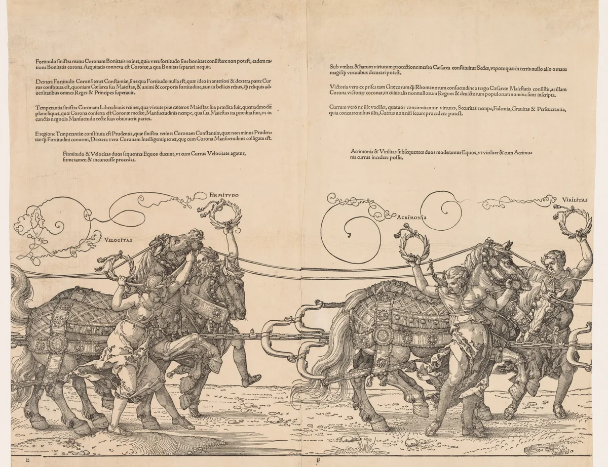 The Great Triumphal Car of Emperor Maximilian by Albrecht Dürer, print, 1523
