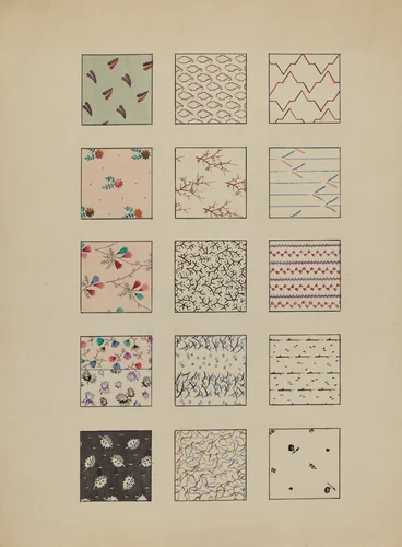 15 Printed Cottons by Millia Davenport, index of american design, 1936